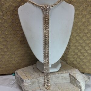 Gold-Tone Crystal Drop Necklace - Elegant Women’s Jewelry